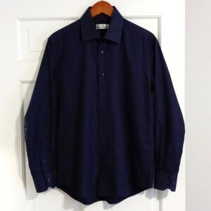 🌊Bugatchi🌊 - Navy Blue Paisley Jacquard Textured L/S Button Down